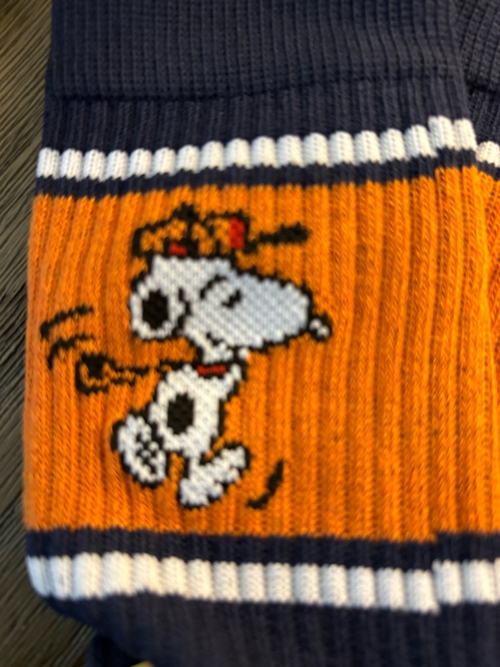 Snoopy golf Sock knit Orange and Navy